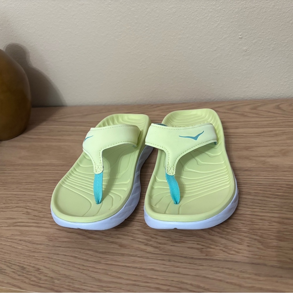 Hoka One One Light Green and Teal Sandals